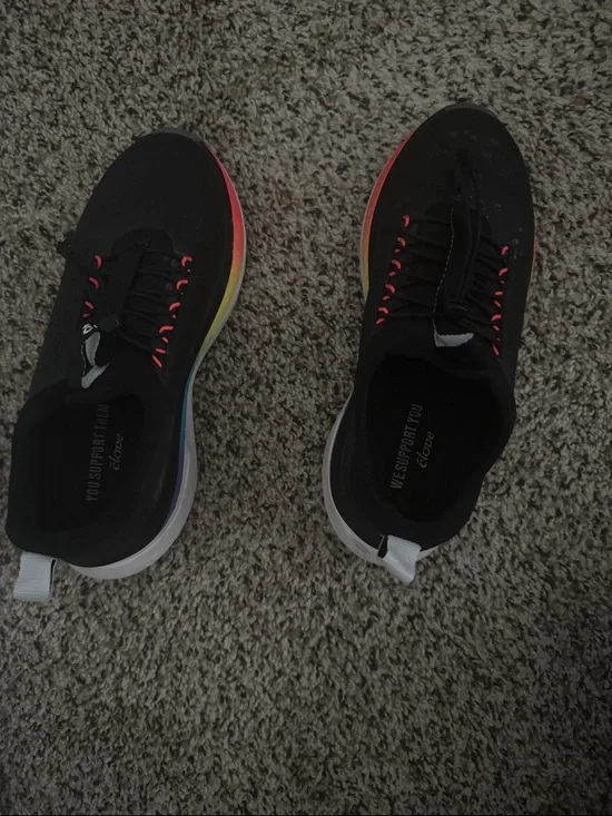 Clove Women’s Black Sneakers with Rainbow Sole - Comfortable Casual Shoes - Picture 2 of 4